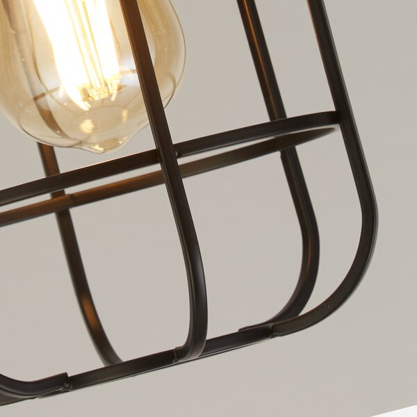 Searchlight Plafonieră Cage II cu design tip cușcă, reglabil, Lemn, Camera de zi / sufragerie, Lemn, Scandinavă