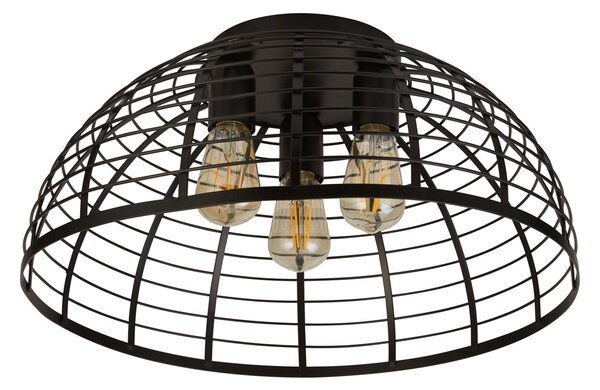 Searchlight Plafonieră Cage II cu 3 becuri, în design cușcă, reglabil, Negru, Camera de zi / sufragerie, Metal, Scandinavă