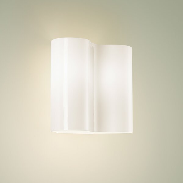 Foscarini Double aplică de perete din sticlă, alb, reglabil, Alb, Camera de zi / sufragerie, Sticlă, Design