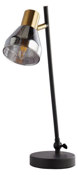 Searchlight Lampă de masă Classy cu abajur sticlă fumurie, Negru, Camera de zi / sufragerie, Metal, Modern