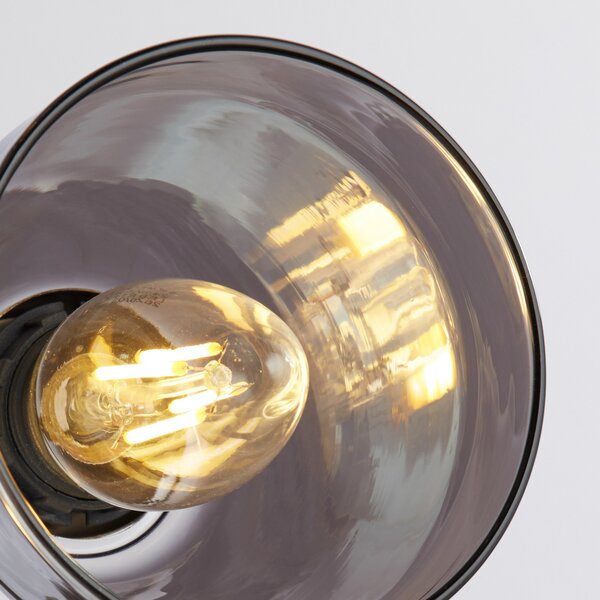 Searchlight Lampă de podea cu 3 becuri Classy, sticlă fumurie, Negru, Camera de zi / sufragerie, Metal, Modern