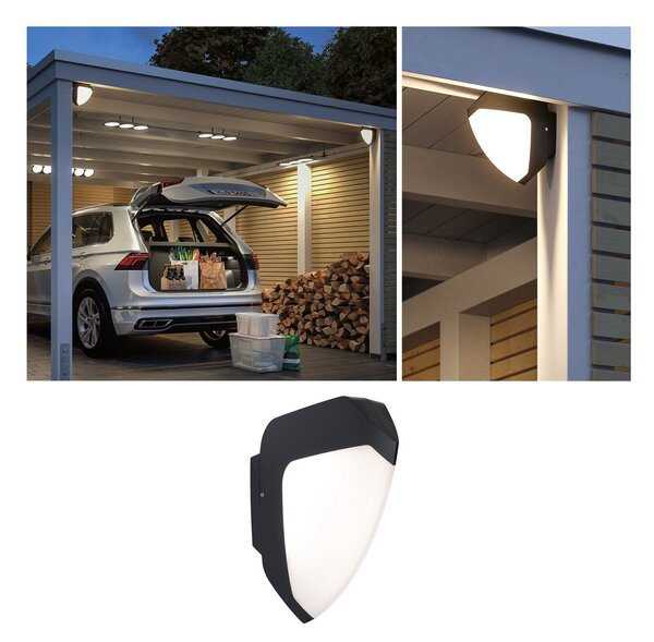 Paulmann Ikosea aplică exterior senzor LED 3.000K, Negru, Plastic, Modern