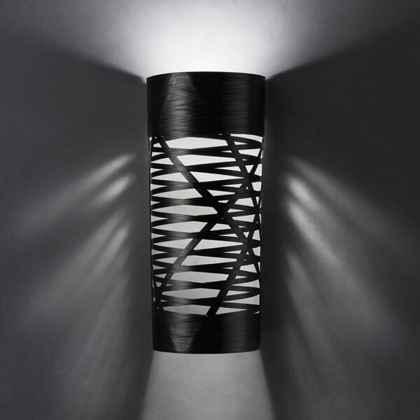 Foscarini Tress grande aplică de perete, negru, reglabil, Negru, Camera de zi / sufragerie, Sticlă, Design