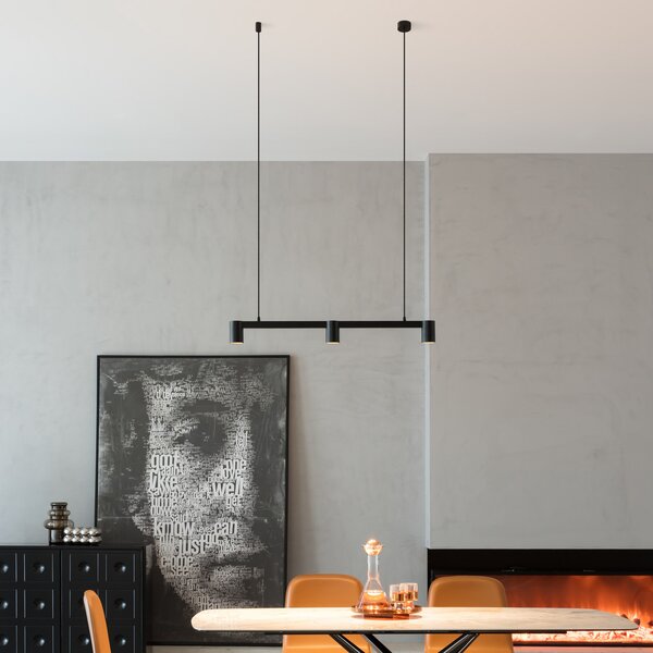 Arcchio Lampă suspendată Brinja, negru, 90 cm, 3 becuri, GU10, reglabil, Negru, Camera de zi / sufragerie, Aluminiu, Modern