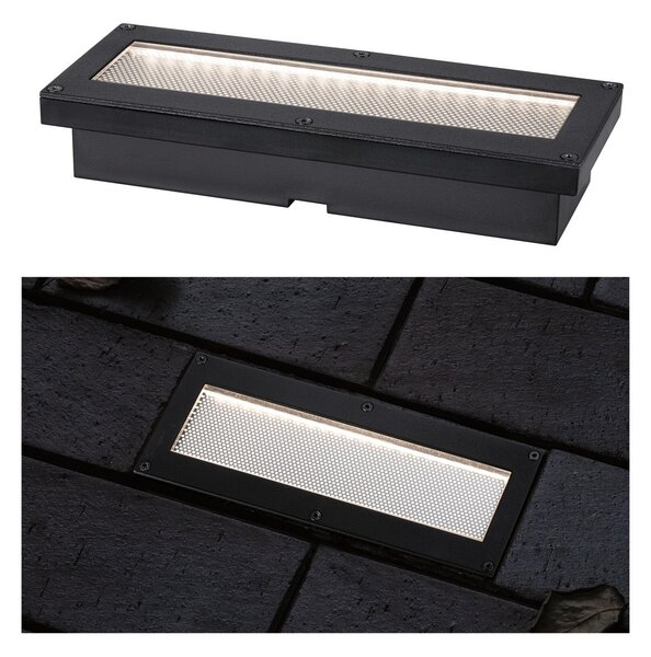 Paulmann Domenic LED cu LED-uri, lampă de podea încastrare solară 20x8cm, Negru, Plastic, Modern, Luminile încastrate unghiulare