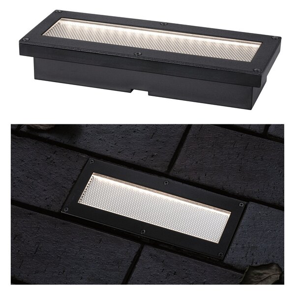 Paulmann Domenic LED cu LED-uri, lampă de podea încastrare solară 20x8cm, Negru, Plastic, Modern, Luminile încastrate unghiulare