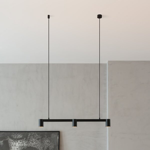 Arcchio Lampă suspendată Brinja, negru, 90 cm, 3 becuri, GU10, reglabil, Negru, Camera de zi / sufragerie, Aluminiu, Modern