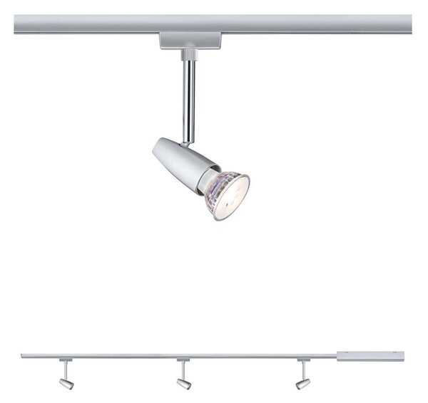 Paulmann URail Barelli set de bază 3 spoturi, crom, reglabil, Gri, Camera de zi / sufragerie, Metal, Modern