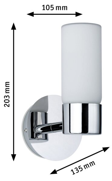 Paulmann Eleon aplică perete IP44 crom/opal 1 bec, reglabil, Metalic, Baie, Metal, Modern