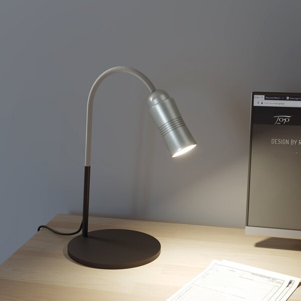 Top Light Neo! Table lampă de masă LED dimabilă alu/argintiu, reglabil, Metalic, Studiu / Birou, Metal, Modern