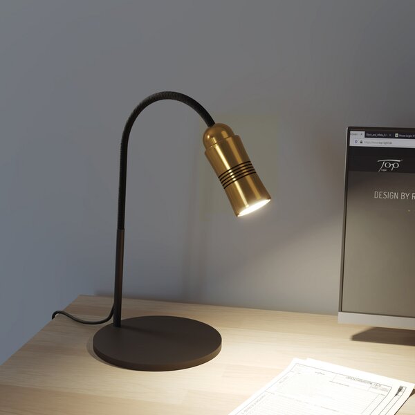Top Light Neo! Table lampă de masă LED dimabilă alamă/negru, reglabil, Auriu / Alamă, Studiu / Birou, Metal, Modern