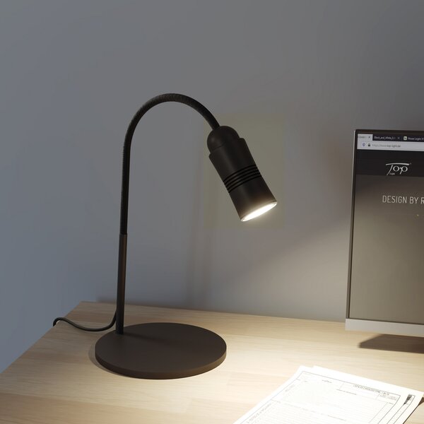 Top Light Neo! Table lampă de masă LED dimabilă negru/negru, reglabil, Negru, Studiu / Birou, Metal, Modern