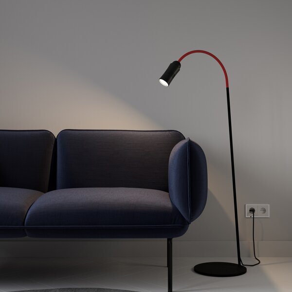 Top Light Neo! Floor lampadar LED dimabil negru/roșu, reglabil, Negru, Camera de zi / sufragerie, Metal, Modern
