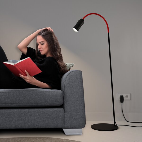 Top Light Neo! Floor lampadar LED dimabil negru/roșu, reglabil, Negru, Camera de zi / sufragerie, Metal, Modern