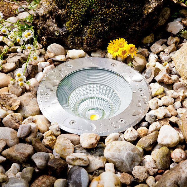 EVN Erizo LED lampă de podea încastrată Ø 22cm 24W, Metalic, Metal, Corpuri de iluminat încastrate rotunde