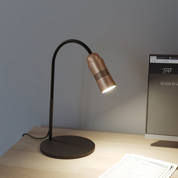Top Light Neo! Table lampă de masă LED dimabilă cupru/negru, reglabil, Cupru, Studiu / Birou, Metal, Modern