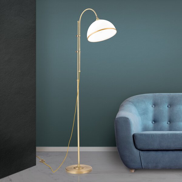 ORION Lampă de podea Old Lamp cu cadru reglabil pe H, Auriu / Alamă, Camera de zi / sufragerie, Metal, Antichitate
