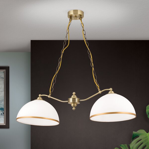 ORION Lampă suspendată Old Lamp suspendare lanț, 2 bec., reglabil, Auriu / Alamă, Camera de zi / sufragerie, Metal, Antichitate