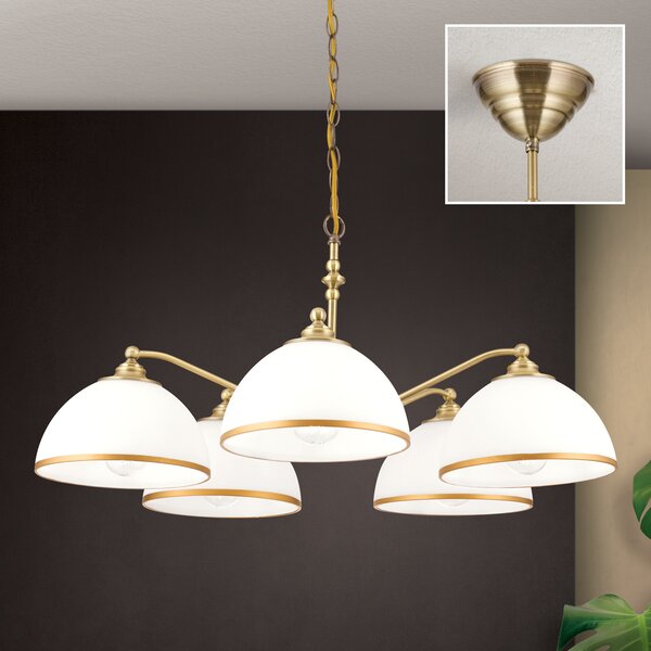 ORION Lampă suspendată Old Lamp suspendare lanț, 5 bec., reglabil, Bronz / Alamă Veche, Camera de zi / sufragerie, Metal, Antichitate