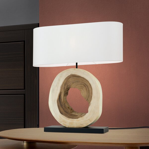 ORION Lampă de masă Nathan cu picior decorativ lemn, Lemn, Camera de zi / sufragerie, Lemn