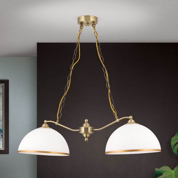 ORION Lampă suspendată Old Lamp suspendare lanț, 2 bec., reglabil, Auriu / Alamă, Camera de zi / sufragerie, Metal, Antichitate