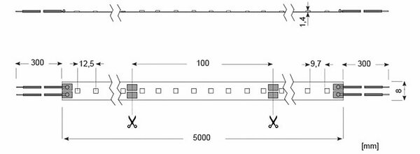 Radium Bandă LED Essence 500, 5 m, 18W, 2.700K, reglabil, Alb, Camera de zi / sufragerie, Plastic