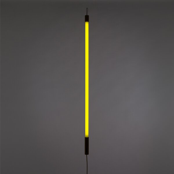 SELETTI LED lumina Linea, galben, detalii din lemn, universal, Galben, Camera de zi / sufragerie, Sticlă, Design