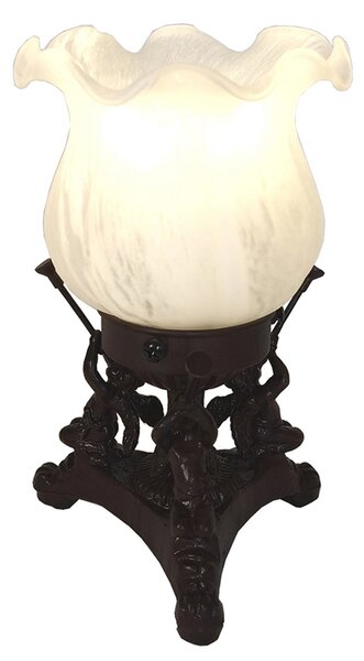 Clayre&Eef Lampă de masă 5LL-6101 în stil Tiffany, Maro / Rugină, Camera de zi / sufragerie, Plastic, Tiffany