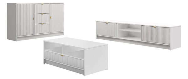 Set de living Comfivo Papilio I, Alb, PAL laminat, MDF