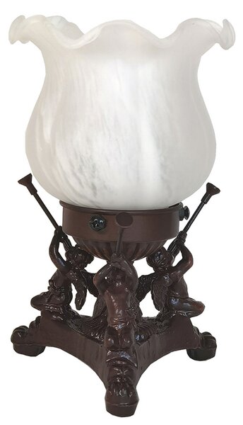 Clayre&Eef Lampă de masă 5LL-6101 în stil Tiffany, Maro / Rugină, Camera de zi / sufragerie, Plastic, Tiffany