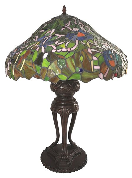 Clayre&Eef Lampă de masă 5LL-6055 Tiffany, albastru-verziu, Multicolor, Camera de zi / sufragerie, Plastic, Tiffany