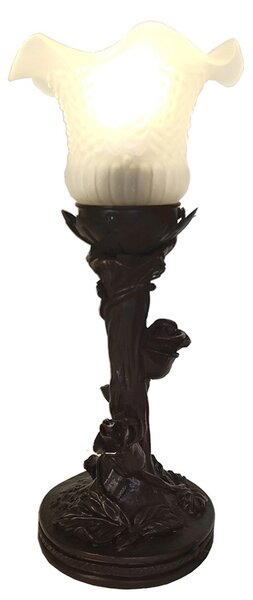 Clayre&Eef Lampă de masă 5LL-6103 în stil Tiffany, Maro / Rugină, Camera de zi / sufragerie, Plastic, Tiffany