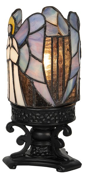 Clayre&Eef Lampă de masă 5LL-6052, stil Tiffany, Negru, Camera de zi / sufragerie, Plastic, Tiffany