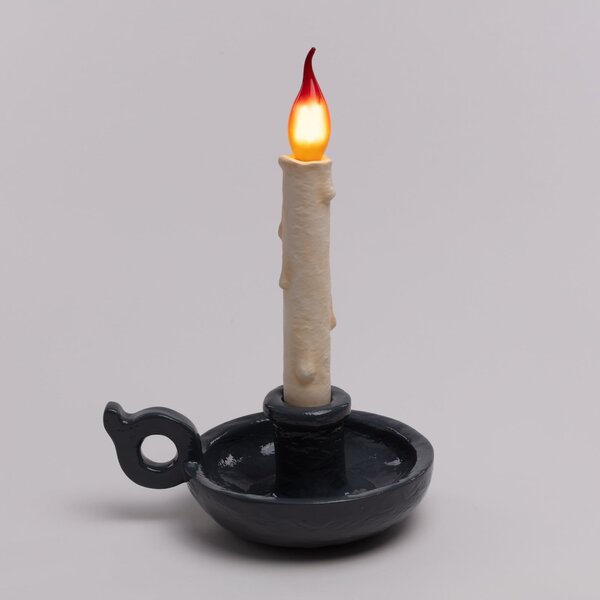 SELETTI Lampă LED de masă Grimm Bugia, lumânare, gri, reglabil, Gri, Camera de zi / sufragerie, Plastic, Design
