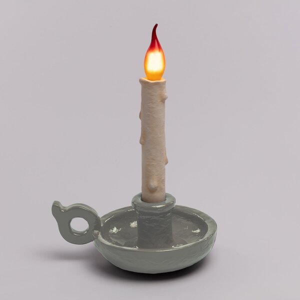 SELETTI Lampă LED de masă Grimm Bugia, lumânare, gri, reglabil, Gri, Camera de zi / sufragerie, Plastic, Design