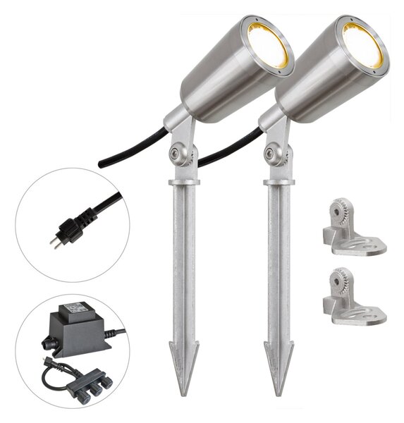 EVN PC6806 spot LED grădină, 12V, 3.000K, set 2buc, Metalic, Metal, Modern