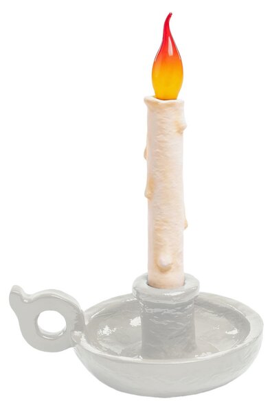 SELETTI Lampă LED de masă Grimm Bugia, lumânare, alb, reglabil, Alb, Camera de zi / sufragerie, Plastic, Design