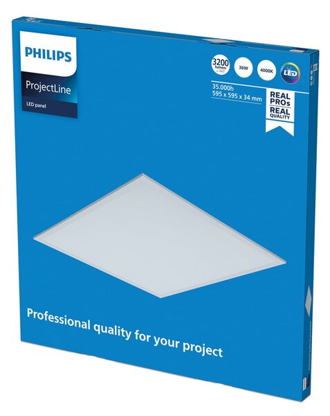 Philips ProjectLine Panou LED alb 4.000K 60x60 cm, Alb, Studiu / Birou, Metal, Luminile încastrate unghiulare