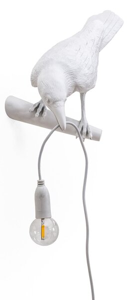 SELETTI Bird Lamp Aplică de perete LED, vedere la stânga, alb, Alb, Camera de zi / sufragerie, Plastic, Design