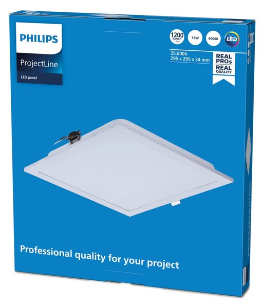 Philips ProjectLine Panou LED alb 4.000K 30x30 cm, Alb, Studiu / Birou, Metal, Luminile încastrate unghiulare