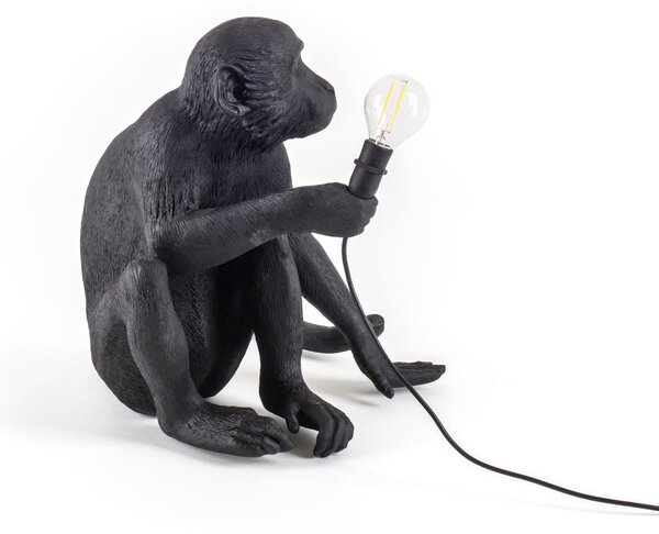 SELETTI Lampă LED de terasă Monkey Lamp așezat negru, Negru, Plastic, Design