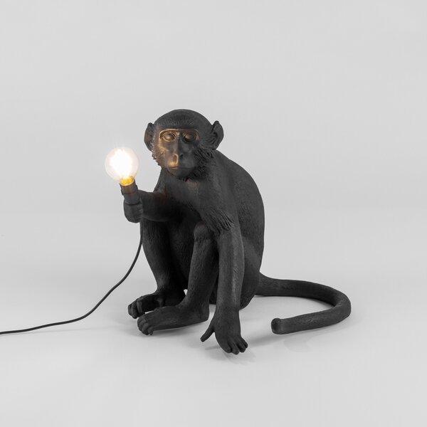SELETTI Lampă LED de terasă Monkey Lamp așezat negru, Negru, Plastic, Design