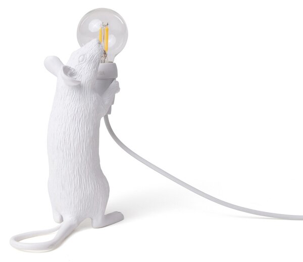 SELETTI Lampă mouse LED bec drept USB alb, Alb, Camera de zi / sufragerie, Plastic, Design
