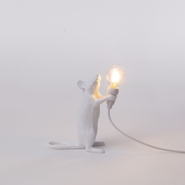 SELETTI Lampă mouse LED bec drept USB alb, Alb, Camera de zi / sufragerie, Plastic, Design