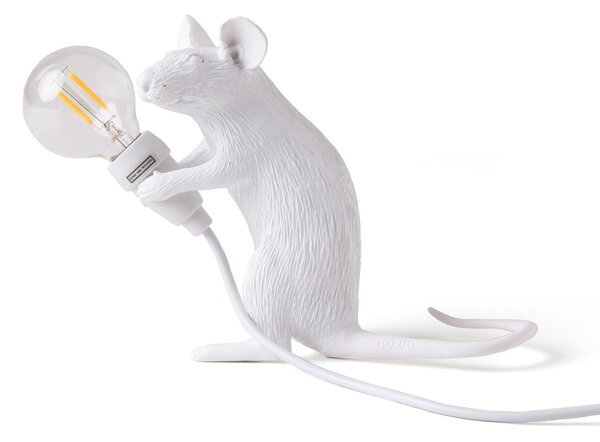 SELETTI Lampa pentru mouse LED bec decorativ USB așezat alb, Alb, Camera de zi / sufragerie, Plastic, Design