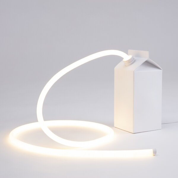 SELETTI Lampă LED de masă Daily Glow cutie lapte, Alb, Camera de zi / sufragerie, Plastic, Design
