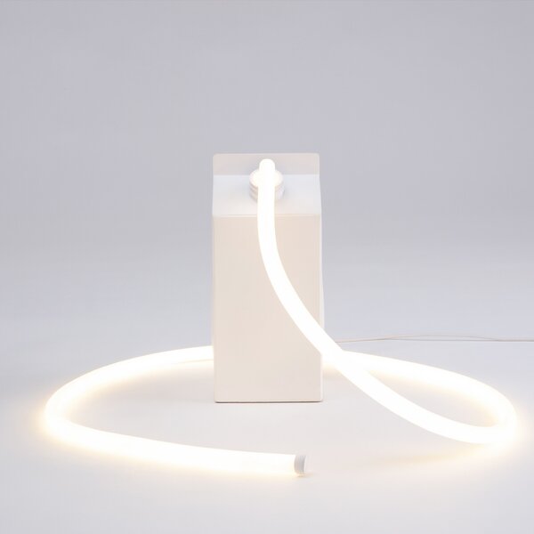 SELETTI Lampă LED de masă Daily Glow cutie lapte, Alb, Camera de zi / sufragerie, Plastic, Design