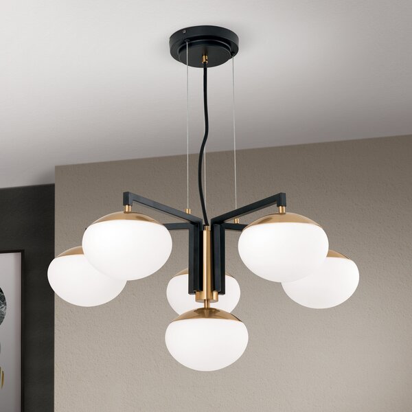 ORION Lampă suspendată Josephine, 6 becuri, reglabil, Auriu / Alamă, Camera de zi / sufragerie, Metal