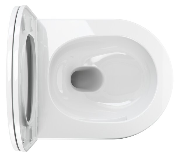 Omnires Ottawa vas wc cu capac soft-close agăţat fără margine cu spălare turbionară alb lucios OTTAWASPMWBP