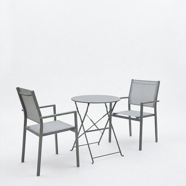 Set 3 masa si scaune gradina, Confidence, Antracit, 60x60x70 cm